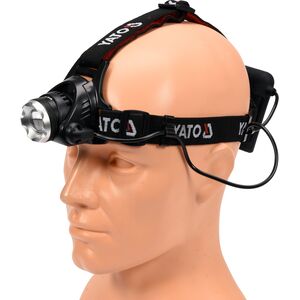 Ліхтар світлодіодний XM-L2 CREE на чоло, 3 режими, Р= 10 Вт, Ф= 450 lm, живл.- 4х АА батареї, YT-08591 YATO