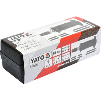 Отвертка реверсивная ударная L = 175, трищатка, 6 насадок, CrV, YT-28003 YATO