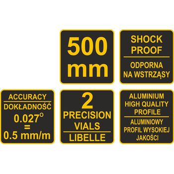 Рівень трапецевидний L= 50 cм. 2 капсули, алюмінієвий, 16280 VOREL