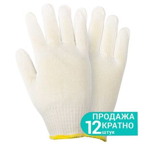 Перчатки трикотажные без покрытия р10 Мастер (белые) КРАТНО 12 парам, GRAD 9441725