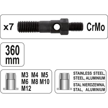 Заклепочник двуручный для нитогайок М3 М4 М5 М6 М8 М10 М12 l = 360 мм, YT-36127 YATO