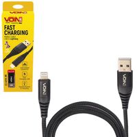 Кабель VOIN CC-4201L BK USB - Lightning 3А, 1m, black (быстрая зарядка/передача данных) (CC-4201L B