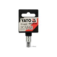 Головка торцевая 6-гранная квадрат 1/4 ", М5.5, CrV, YT-14121 YATO