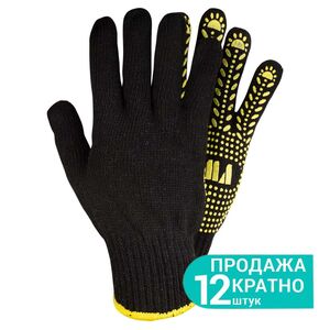 Перчатки трикотажные с точечным ПВХ покрытием р10 Универсал (чёрные) КРАТНО 12 парам, SIGMA 9442651