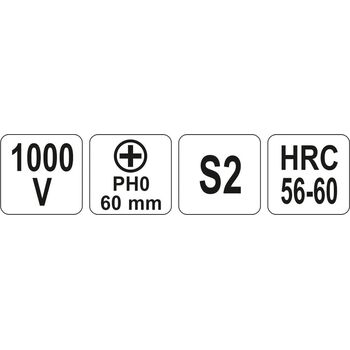 Викрутка хрестова діелектрична ізольована PH0 x 60 мм. VDE до 1000V, YT-2821 YATO