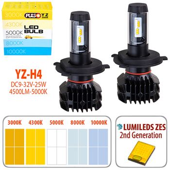 Лампы PULSO YZ/H4-H/L/LED-chips ZES-Philips/9-32v2*25w/4500Lm/3000-4300-5000-6500-10000K