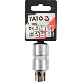 Головка торцевая квадрату 1/2 "с насадкой" TORX "Т70, L = 55 мм, YT-04319 YATO