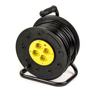 Подовжувач на котушці 50 м, 3x1.5мм², 10А, 4 розетки PowerPlant PPRA10M500S4