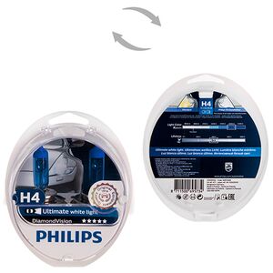 Автолампа Philips Diamond Vision H4 12V 60 / 55W P43t 2 шт. 12342DVS2 білий холод.свет-голуб.оттен