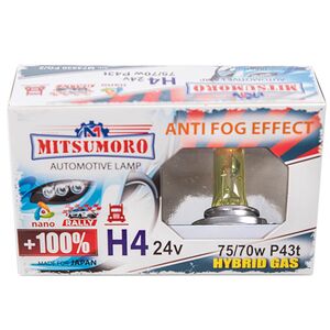Автолампа MITSUMORO Н4 24v 70 / 75w P43t +100 anti fog effect ближній, дальній M74430 FG / 2
