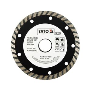 Диск алмазний турбо "TURBO" ?= 125x8,0x22,2 мм. H= 2,6 мм, YT-6023 YATO