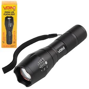 Фонарик ручной VOIN VL-8012, LED T6, 300Lm, зум, алюминий, 1х18650 или 3хААА (не в комплекте) (VL-80
