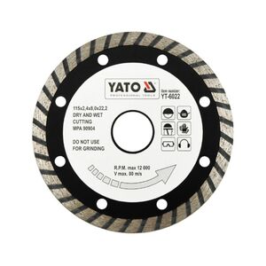 Диск алмазний турбо "TURBO" ?= 115x8,0x22,2 мм. H= 2,4 мм, YT-6022 YATO