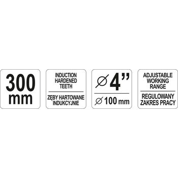 Ключ трубный цепной для труб Ø ≤ 100 мм 4 "L = 300 мм, YT-22260 YATO