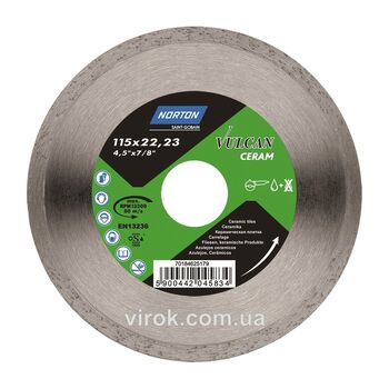 Диск алмазный VULCAN TILE по керамической плитке Ø = 115 / 22.23 мм, 70V205 NORTON
