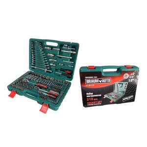 Набор инструментов 218пр. 1/2 ", 3/8", 1/4 "(6гр.), BR-218 BRAUMAUTO