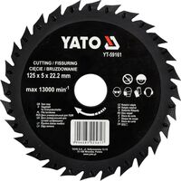 Диск-фреза отрезной по дереву, ПВХ, гипса Ø = 125 / 22.2 мм, h = 5 мм, YT-59161 YATO