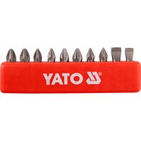 Набор насадок отверточных SL5, SL6, PH1 / 1, PH2 / 2, PZ1 / 1, PZ2 / 2, L = 25 мм. 10шт., YT-0482 YATO
