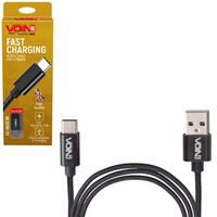 Кабель VOIN CC-1801C BK, USB - Type C 3А, 1m, black (быстрая зарядка/передача данных) (CC-1801C BK)