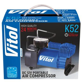 Компресор ViTOL К-52 150psi/15Amp/40л/Автостоп/прикурювач К-52