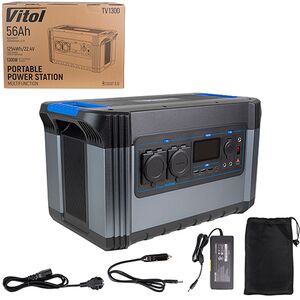 Портативный источник питания Vitol TV1300, 220В/1300Вт/LiFePo4 1254Вт/ч, чистый синус (TV1300)