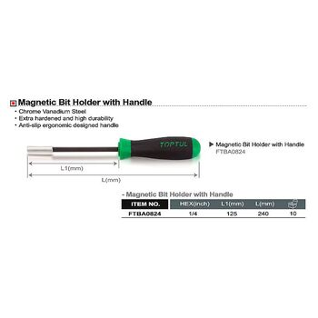 Отвертка-битодержатель 1/4" x 240mm с магнитом, FTBA0824 TOPTUL