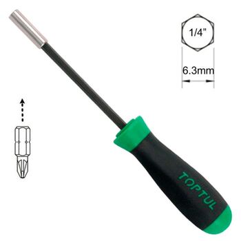 Отвертка-битодержатель 1/4" x 240mm с магнитом, FTBA0824 TOPTUL