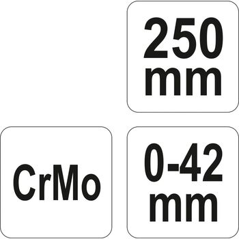 Кліщі затискні Cr-Mo, l = 250 мм, Ra = 0-42 мм, YT-2476 YATO