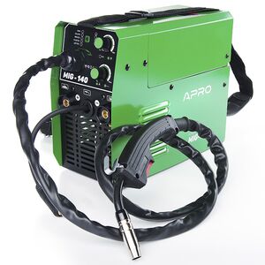 Зварювальний напівавтомат інверторний APRO MIG-140, 20-140А, ел.4мм, пр.0.8-1мм 1кг 3+2.5+2м 894562