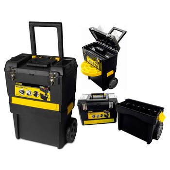 Ящик Rolling Workshop "470x 297x620 мм. Пластмассовый, 2 секции, 2 колеса, телескоп. Ручка, STST1-70598 STANLEY