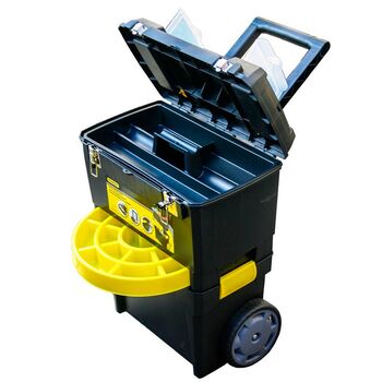 Ящик Rolling Workshop "470x 297x620 мм. Пластмассовый, 2 секции, 2 колеса, телескоп. Ручка, STST1-70598 STANLEY
