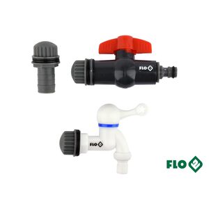 Вентилі для збірного бака дощової води Ø= 3/4", з ПВХ, 3 шт, 89081 FLO