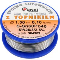 Припой Sn60-Pb40 проволочный на катушке Ø = 1.5 мм, m = 100 г, 76814 VOREL