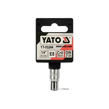 Головка торцевая "TORX" E8, квадрат- 1/4 ", CrV, DIN 2124, YT-05244 YATO