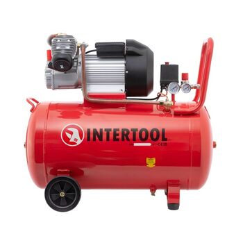 Компрессор 100 л, 3 кВт, 220 В, 8 атм, 420 л/мин, 2 цилиндра, PT-0008 INTERTOOL