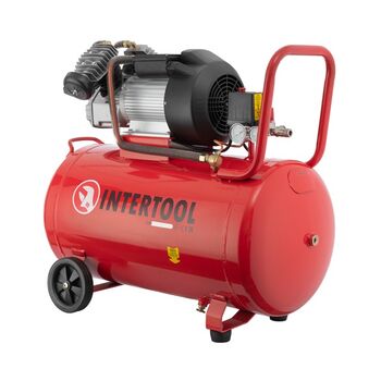 Компрессор 100 л, 3 кВт, 220 В, 8 атм, 420 л/мин, 2 цилиндра, PT-0008 INTERTOOL