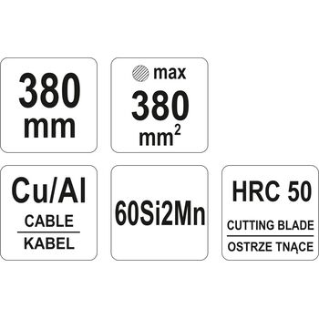 Ножницы для кабеля секторные S = 380 мм² l = 380 мм, YT-18602 YATO