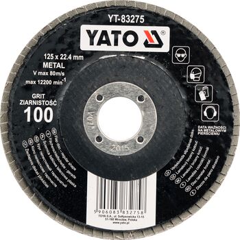 Круг пелюстковий шліфувальний ALUMINIUM OXIDE К 36, ?= 125/22,4 мм [25/100], YT-83271 YATO