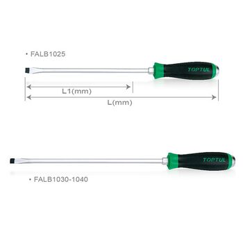 Викрутка шліцевая10.0 x 300mm (з шестигранником ударна) FALB1030 TOPTUL