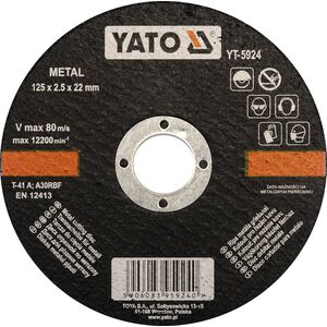 Диск відрізний по металу ?= 125 х 22 мм, h= 2.5 мм [5/25/200], YT-5924 YATO