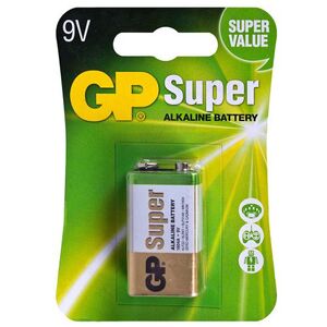 Батарейка GP SUPER ALKALINE, 9V, 1604AEB-5UE1, лужна, 6LF22 (4891199002311)