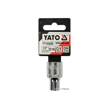 Головка торцевая "TORX" E10, квадрат- 1/2 ", CrV, DIN 2124, YT-05245 YATO
