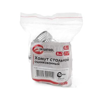 Хомут стальной оцинкованный 8 мм D 11-20 мм (TC-0011 Intertool)