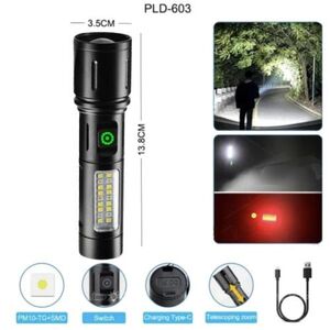Ліхтар PLD-603 WHITE LASER LED PM10-TG+18SMD (white+red), Li-Ion ак, індикація заряду, ЗУ Type-C, zo