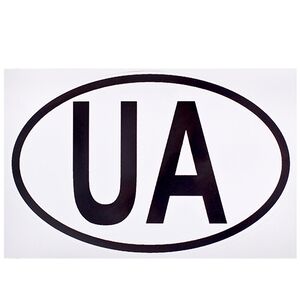 Наклейка знак "UA" ч/б (90х140мм)