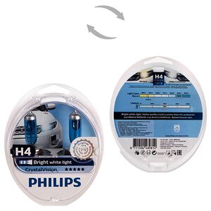 Автолампа Philips Crystal Vision H4 12V 60 / 55W P43t 2 шт. 12342CVSM білий яскраве світло 12342CVSM
