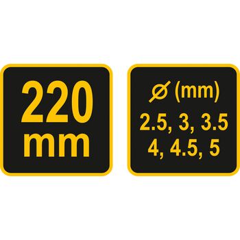 Дирокол ручний Ø= 2.5, 3, 3.5, 4, 4.5, 5 мм, l=220 мм, 43600 VOREL