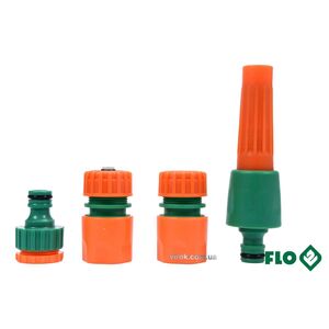 Зрошувач прямий з набором з'єднань 1/2", 3/4", ABS-пластик, 4 шт, 89256 FLO