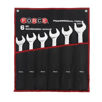 Набір комбінованих ключів на полотні 6 пр., 32 - 46 мм, 50651 Force