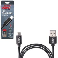 Кабель VOIN CC-1801M BK, USB - Micro USB 3А, 1m, black (быстрая зарядка/передача данных) (CC-1801M 